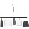 Kare Design Suspension 5 Abat-jours En Tissu Noir, Gris Et Blanc 22