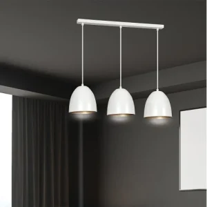 Wonderlamp Suspension à 3 Lumières Nordique Avec Abat-jour Dôme Blanc Et Or 9
