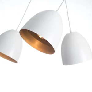 Wonderlamp Suspension à 3 Lumières Nordique Avec Abat-jour Dôme Blanc Et Or 13