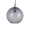 Maisons Du Monde Suspension Abat-jour En Verre Fumé à Bulles Et Support En Métal Noir H45 17