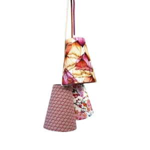 Ambiances & Toiles Suspension Baladeuse Seigaiha Rouge/cordon Textile Lin Nat., H 19cm 6