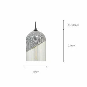 C-Création Suspension Cloche En Verre Peint Gris 14