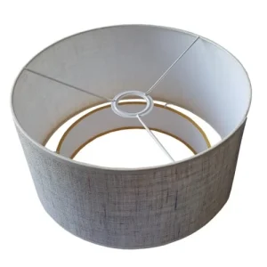 Ambiances & Toiles Suspension Cylindrique Lin Naturel Et Fils Multicolores/bandeau Jaune 14