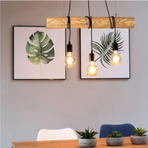 Britop Lighting Suspension En Bois 3 Ampoules 18