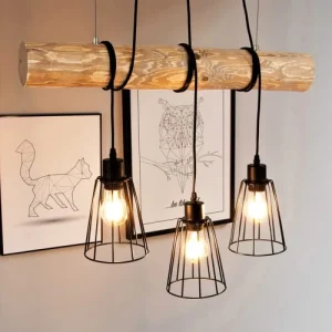 Britop Lighting Suspension En Bois 3 Ampoules 10