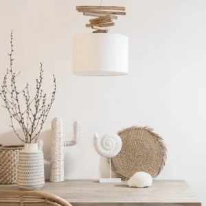 Maisons Du Monde Suspension En Eucalyptus Et Abat-jour Blanc 10