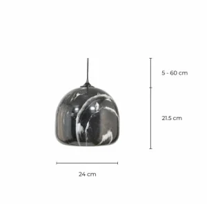 C-Création Suspension En Verre Peint Noir Marbré 14
