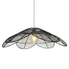 C-Création Suspension Fleur En Métal Et Rotin Tressé Noir 10