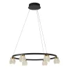 Cristalrecord Suspension Led 6 Lumières Noir Et Abat-jour Transparent 14