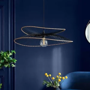 Home Maison Suspension Métal Et Rotin Noir D69,5cm 9