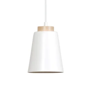 Wonderlamp Suspension Nordique Avec Abat-jour Blanc Et Détails En Bois 7