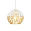 C-Création Suspension Petit Modèle En Lamelles De Bois Naturel Et Blanc 14