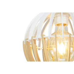 C-Création Suspension Petit Modèle En Lamelles De Bois Naturel Et Blanc 14