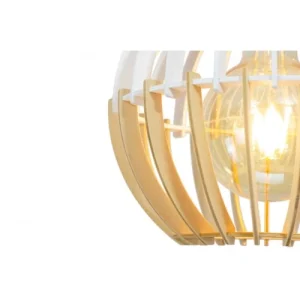 C-Création Suspension Petit Modèle En Lamelles De Bois Naturel Et Blanc 16