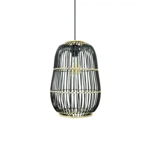 C-Création Suspension Petit Modèle En Rotin Tressé Noir Et Naturel 10