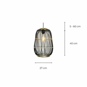 C-Création Suspension Petit Modèle En Rotin Tressé Noir Et Naturel 18