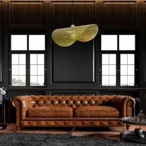 C-Création Suspension Tuile En Métal Perforé Intérieur Doré Extérieur Doré 10