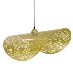 C-Création Suspension Tuile En Métal Perforé Intérieur Doré Extérieur Doré 12